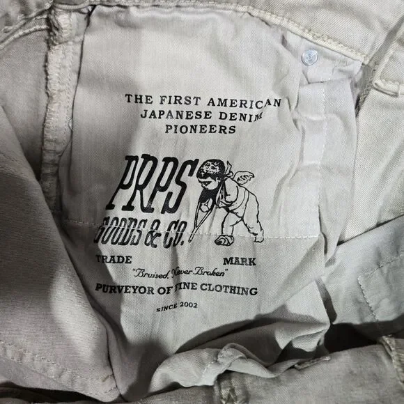 PRPS Jeans Le Sabre Slim Straight Fit Mens Size 34x33 Japanese Denim Beige - Picture 5 of 11